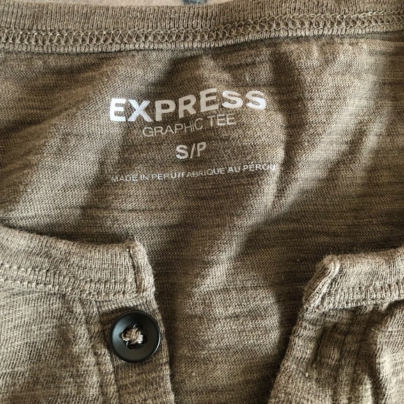 EXPRESS Graphic Tee Shirt "Strength" Women's Size Small Brown Neutral - Picture 4 of 8